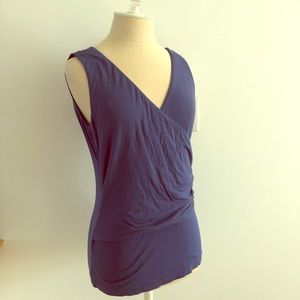 CAbi medium stretch knit faux wrap tank